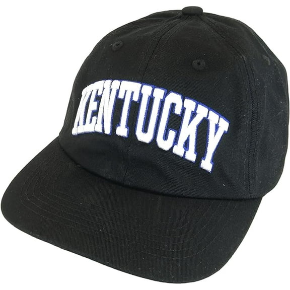 Kentucky Buckle Back Adjustable Cotton Baseball Cap (Black/White Script)