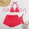 thumbnail image 4 of Cinvoph Womens 3 Piece Swimsuits Triangle Halter Thong Bikini Set with High Waisted Shorts Bathing Suits Bikini Sets, 4 of 6