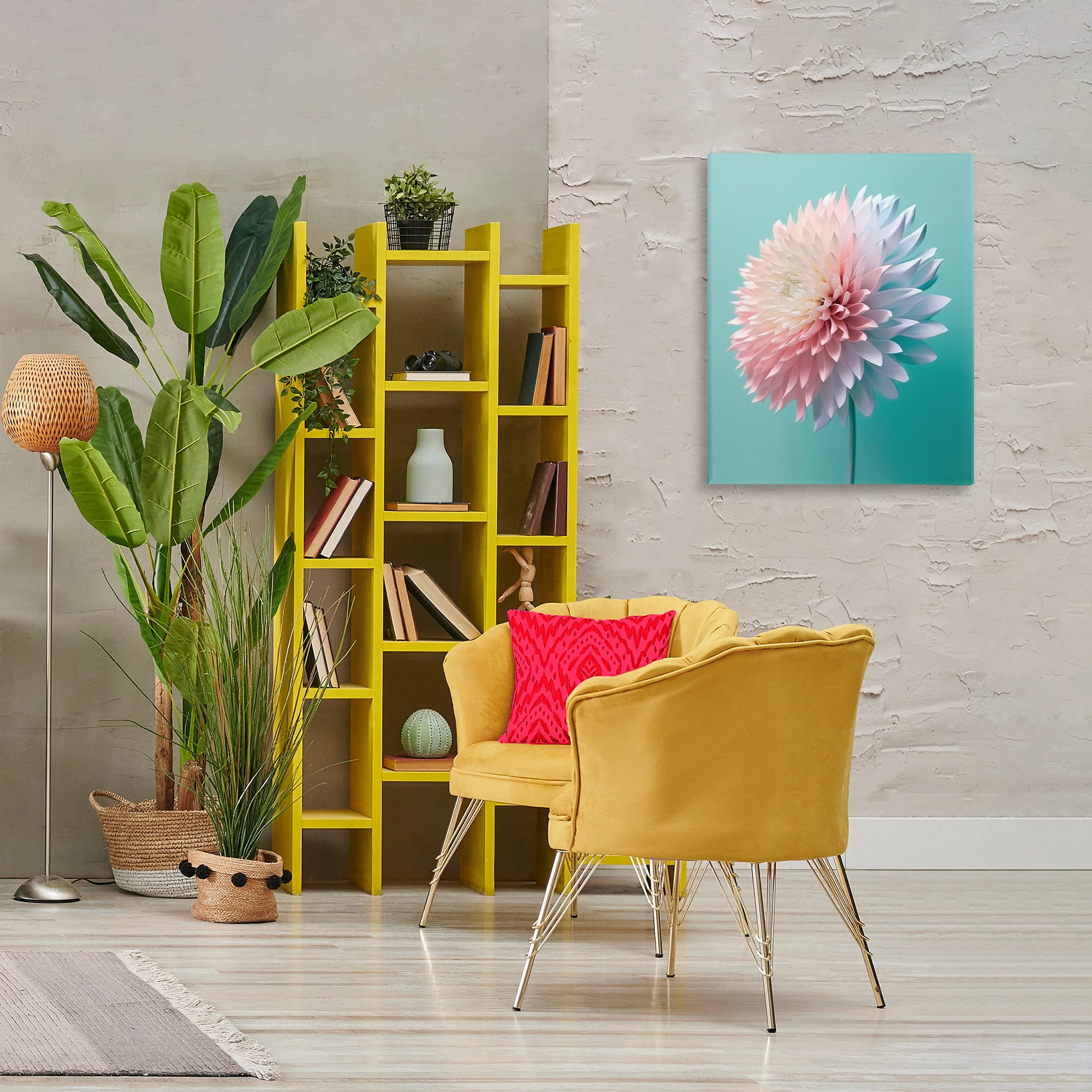 Stupell Industries Detailed Dahlia on Blue Plants & Flowers Photography Wrapped Canvas Art Print Wall Art, 24 x 30