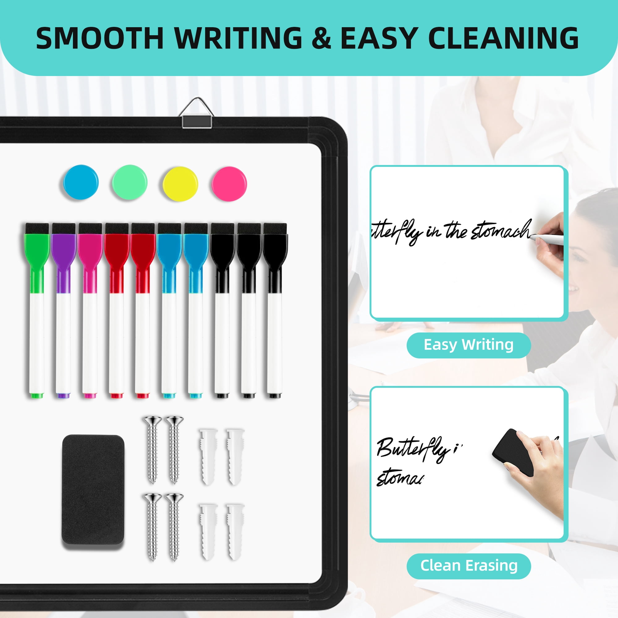 Elevon Monthly Dry Erase Calendar Whiteboard, 16" x 12" Double-Sided Wall-Mounted Whiteboard for Office, Desk, Kitchen, or Dorm Room Organization