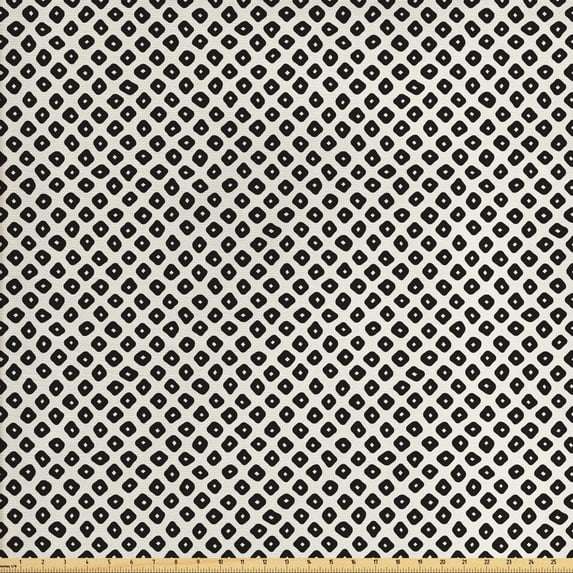 Geometric Fabric by the Yard Upholstery, Circular Rhombus Shapes in Diagonal Line Modern Abstract Art, Decorative Fabric for DIY and Home Accents, Charcoal Grey and Eggshell by Ambesonne