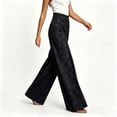 thumbnail image 6 of Ailaofu Women's Fall High Waist Jacquard Wide Leg Pants Button Formal Palazzo Trousers for Evening and Workwear, 6 of 6