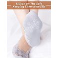 thumbnail image 4 of BRILLAR Calcetines invisibles de corte bajo antideslizantes de algodón con encaje para mujer (3 pares), 4 of 5