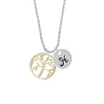 thumbnail image 2 of Delight Jewelry Goldtone Tree of Life in Circle Silvertone Script Initial Disc - H - Charm Necklace, 20"+3", 2 of 4