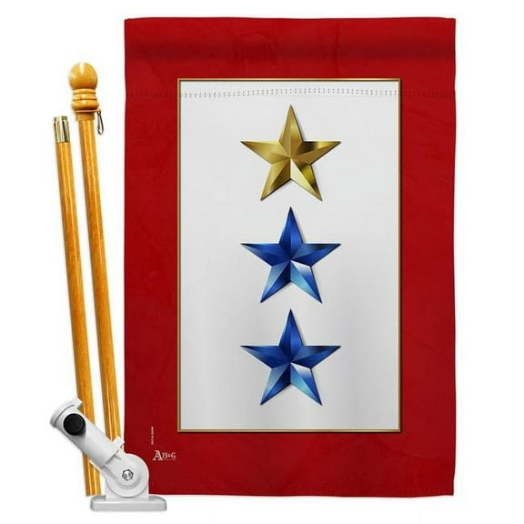 Americana Home & Garden HS141086-BO 28 x 40 in. Gold & Two Blue Stars House Flag Set Armed Forces Military Service Double-Sided Decorative Vertical Flags & Decoration Banner Garden Yard Gift