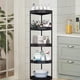 thumbnail image 5 of Estante de almacenamiento de esquina para baño | Estante de trípode de pie | Negro Blanco Plástico Acero Inoxidable | Rodillos y agujeros de drenaje extraíbles | Barandilla mejorada, 5 of 7