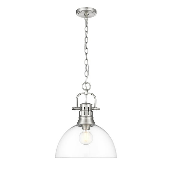 Yep by Golden Lighting Duncan 1-light 14in chain hung Pendant in Pewter and Clear Glass