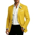 thumbnail image 3 of Dwelliawo Cotton Linen Sport Coat Summer Blazer Men Casual Business Suit Jacket | Blazer 5 Button Notch Lapel,Lightweight Linen Fabric,Soft Suit Blazer for All Day Comfort Yellow L, 3 of 7