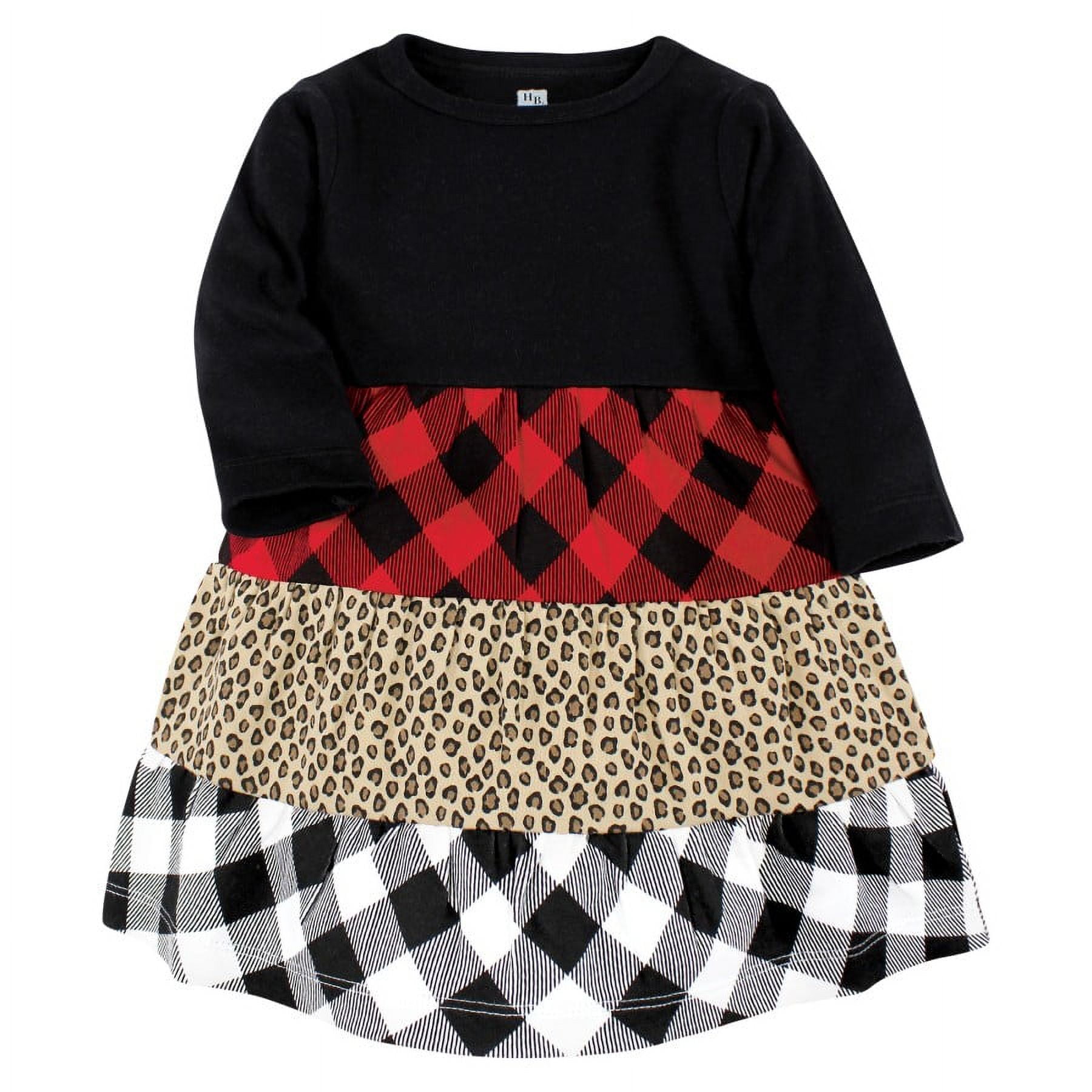 Hudson Baby Girl Cotton Dresses, Buffalo Plaid Leopard, 8 Years