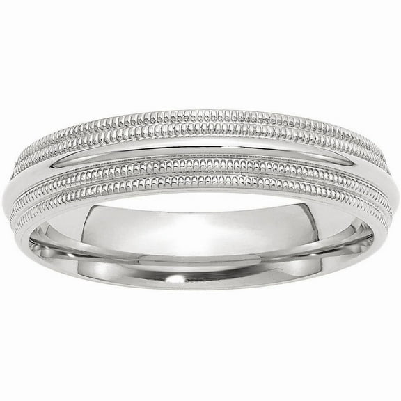 Primal Gold 14 Karat White Gold 5mm Double Milgrain Comfort Fit Band Size 6