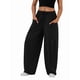 thumbnail image 1 of Pantalones Bombachos Holgados de para Mujer, Pantalones Casuales de Verano con Cordón, Ropa de Viaje con Bolsillos 2025 Negro L, 1 of 7