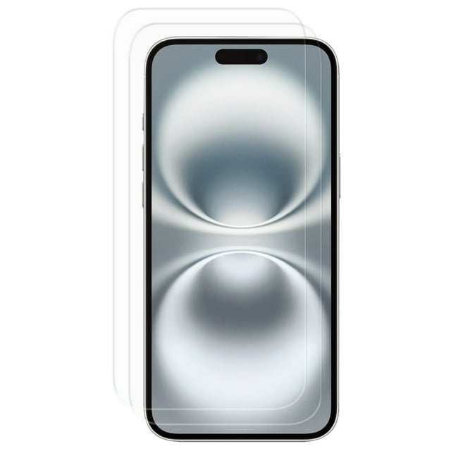 Onn. 2-Pack iPhone 16 Premium Japanese Tempered Glass Screen Protector with Easy Application Tray
