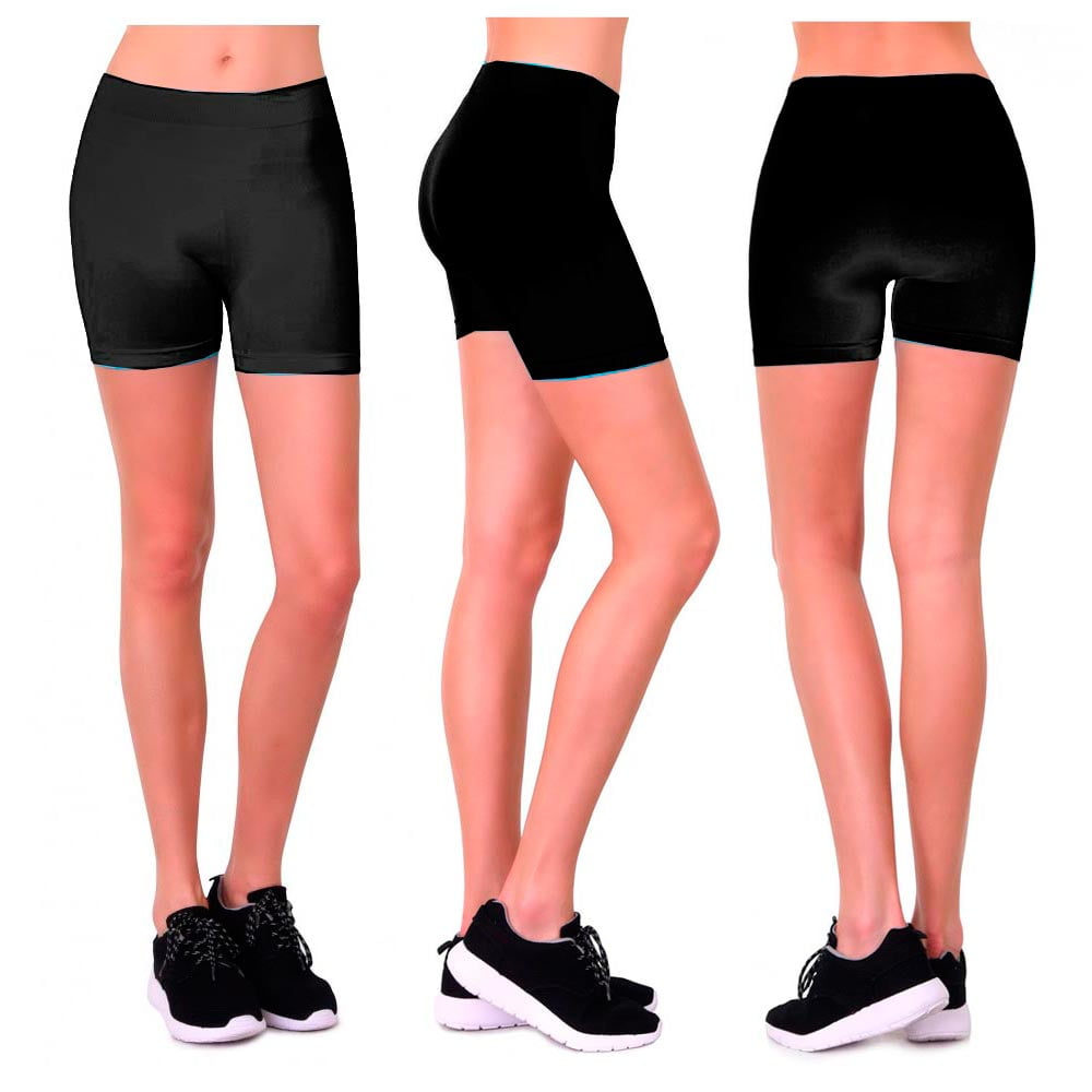 Seamless Basic Plain Tight Mini Sexy Shorts Stretch Spandex Pants Fitted Black