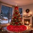 thumbnail image 4 of XEAZON Red Ruffle Christmas Tree Skirt Decor, 48 Inches 6-Layer Large Fluffy Poinsettia Tree Skirt for Artificial Trees 6-7 FT, Vintage Rustic Farmhouse Red Christmas Decorations Ornaments Xmas Decor, 4 of 9