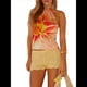 thumbnail image 2 of Top Corto Sin Mangas con Cuello Halter Y2K para Mujer, Estampado Floral, Espalda Abierta, Estilo Urbano de Verano Amarillo XL, 2 of 9