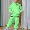 thumbnail image 5 of Tiijoy Little Girls Outfit Set Bow Graphic Hoodie and Sweatpants Warm Soft Clothes Set, 5 of 6