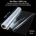 Clear Cellophane Wrap Roll 34In X Extra Wide Wrapping Paper,Transparent