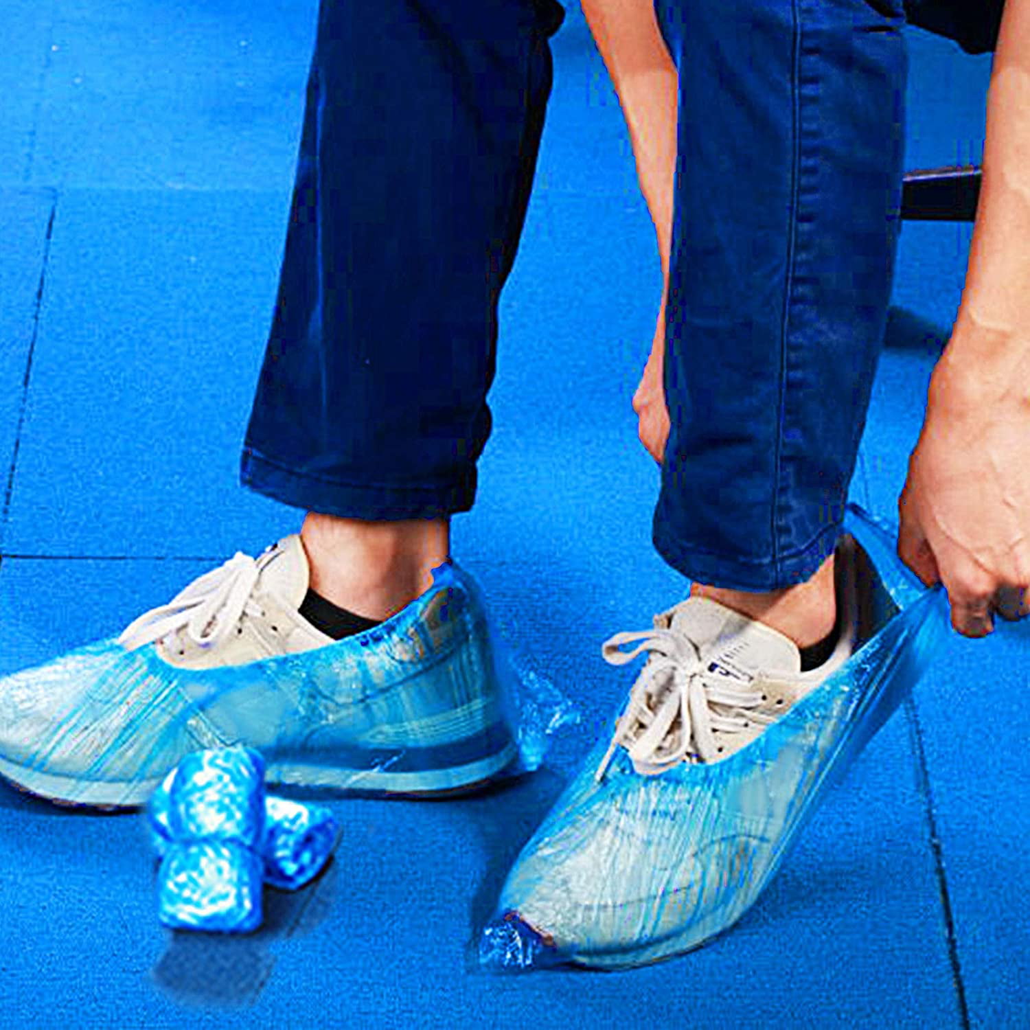 100x Disposable BLUE PVC Plastic Over Shoes Shoe Boot Covers Carpet Protectors 
