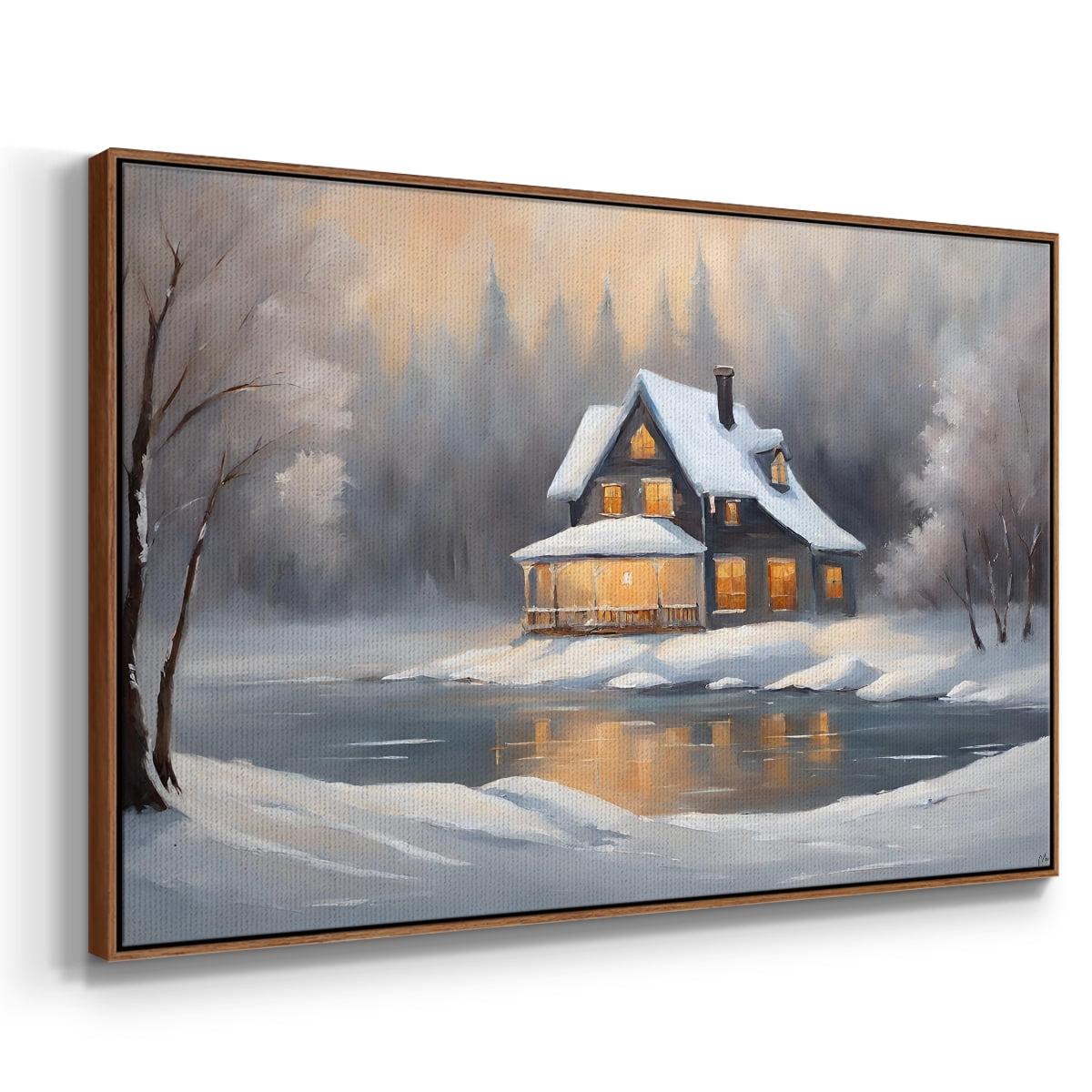 Vintage Landscape-CCXI By Wexford Home Framed in Walnut Wood Gallery Wrapped Canvas 27 in. x 41 in.