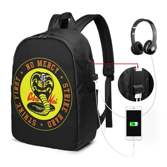 Cobra Kai Travel Laptop Backpack, Business Water Resistant Laptop Backpack With Usb Charging Port, College School Computer Bag For Men & Women