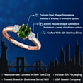 thumbnail image 2 of Gem Stone King 18K Rose Gold Plated Silver Green Chrome Diopside and Lab Grown Diamond Engagement Ring for Women | 1.04 Cttw | Oval 7X5MM | Gemstone Birthstone | Size 6, 2 of 6