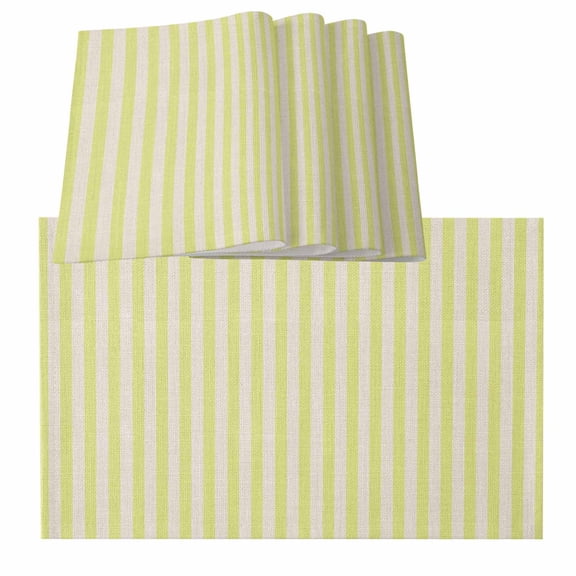 Yellow Striped Placemats for Dinning Table Set of 4, Modern Simple Farmhouse Beige Vintage Burlap Kitchen Place Mats Waterproof Cloth Table Mats, Indoor Outdoor Placemats Easy Clean Dinner Decor