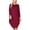 Burgundy, variant on Women's Plus Size Round Neck Draped Side 3/4 Dolman Sleeves Dress