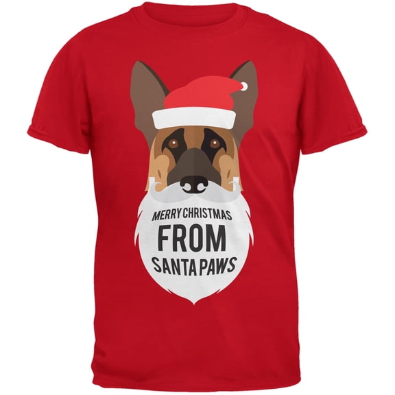 German Shepard Santa Ugly Christmas Sweater Youth Red T-Shirt