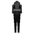 thumbnail image 4 of TiaoBug Kids Girls Latin Dance Outfit 2 Piece Cold Shoulder Long Sleeve Tassels Crop Top with Fringe Pants Set Black 8, 4 of 5