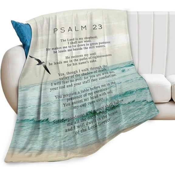 Christian Bible Blanket Psalm 23 Throw Blanket Christian Gifts and Decor Religious Bible Verse Blanket for Girls Women Men Kids Adults Soft Warm Cozy Fleece Blanket for Couch Sofa Bed 80"x60"