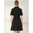 thumbnail image 4 of INSPIRE CHIC Women's Belted Button Down Cotton Ruffled Safari Shirt Dress, 4 of 6