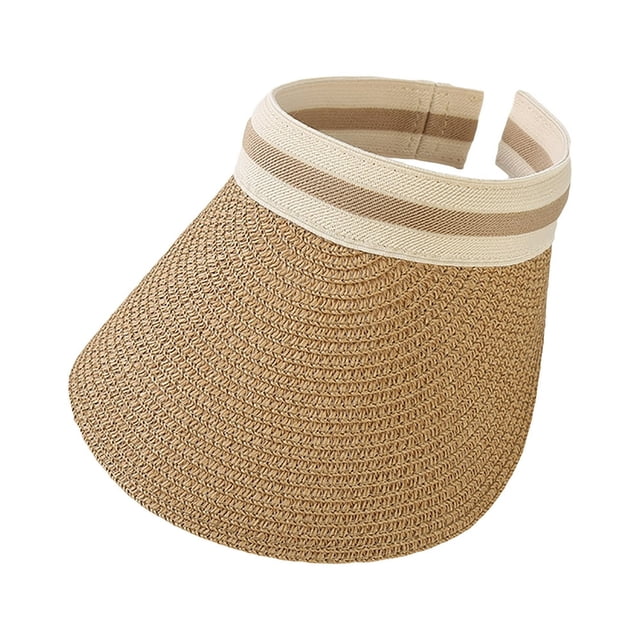 Boc Sun Hat Adjustable UV Protection Breathable Straw Weaving Visor Hat for Summer