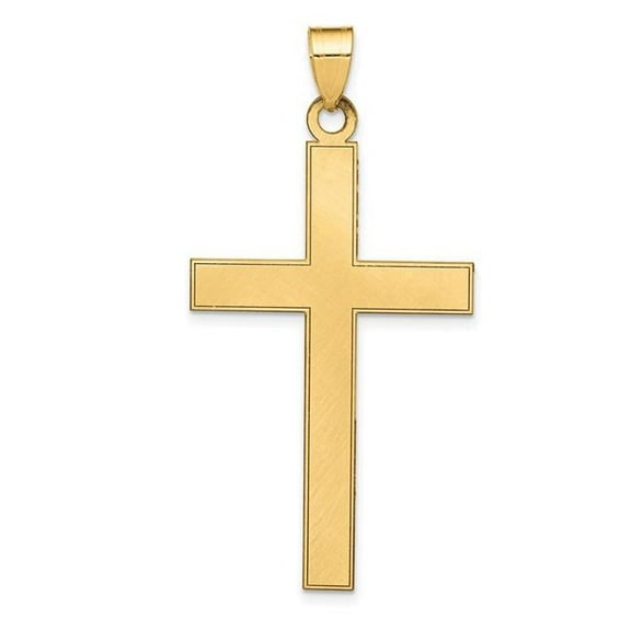 14K Yellow Gold Florentine Satin Cross Pendant