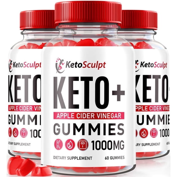 (3 Pack) Keto Sculpt ACV Gummies, KetoSculpt Keto ACV Gummies, All Natural Apple Cider Vinegar, Official KetoSculpt Keto ACV Supplement Reviews (180 Gummies)