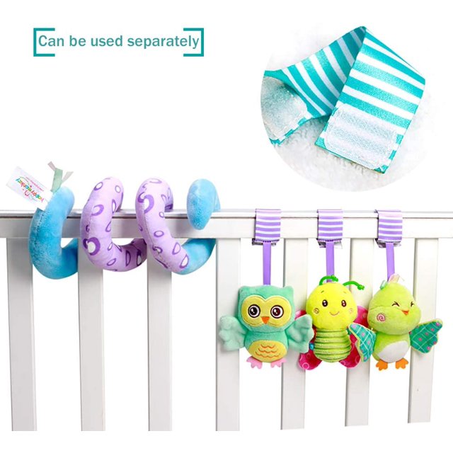 Juguetes para asiento de coche, accesorios para juguetes de barra de cochecito en espiral para actividades de bebé, juguete colgante para cochecito, juguetes para cuna con campana para niño o niña (s JAMW Sencillez