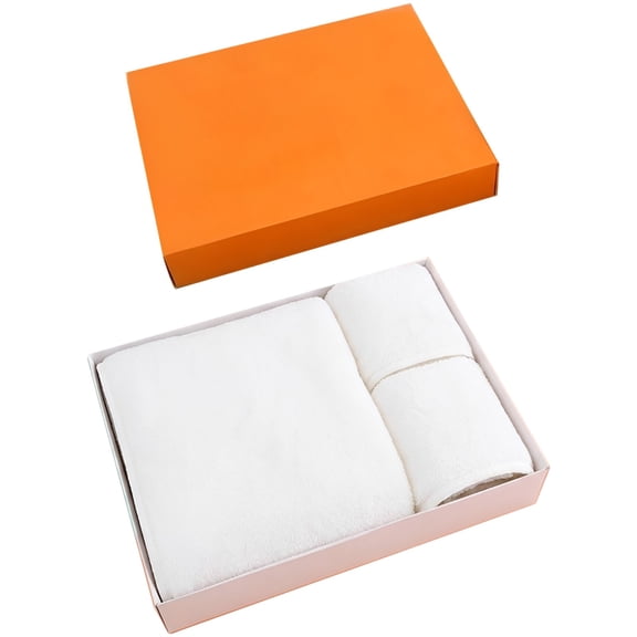 3 Pcs White Fabric Fleece Towel Set for Bathroom, Quick Dry Absorbent Washcloth Napkin & Bath Towel, Everyday Use Accessory, Machine Washable Extra Gift Box for Home, Hotel & Spa