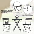 thumbnail image 5 of EastVita 3 Piece Patio Bistro Sets Outdoor Folding Bistro Set of 2 Small Colorful Bistro Coffee Table and 2 Chairs Foldable Metal Patio Furniture Set for Apartments/Porch/Deck/Balcony/Garden (Black), 5 of 6