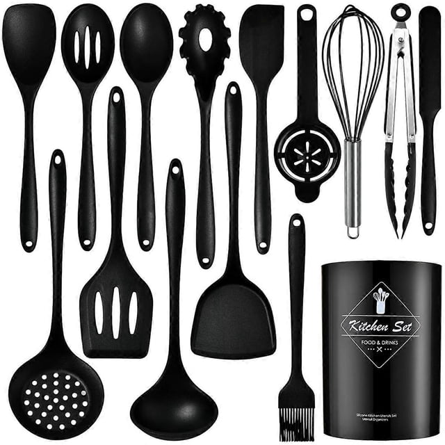 Silicone Kitchen Utensils Set - 15 Pieces Non Silicone Utensils Set for Cooking,428F Heat Food Grade