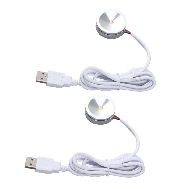 Mostrar El Enchufe Del USB Redondo En La Lámpara De Exposición LED Pequeña Con Cable De 4.2 Pies Para El Estante De Armario De Gabinete De Joyería 5V