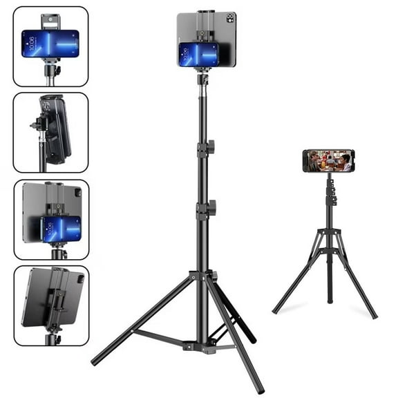 TIANLAIMEI Heavy Duty Universal Floor Tablet Tripod Stand 66.9" Height Adjustable Compatible with for iPhone iPad Pro Other 7-11inch Tablet Devices