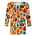 thumbnail image 5 of Wiyuqeen Fall Shirts for Women 3/4 Sleeve Turkey Graphic Tees Crew Neck Thanksgiving T Shirts Funny Holiday Party Shirts, 5 of 5