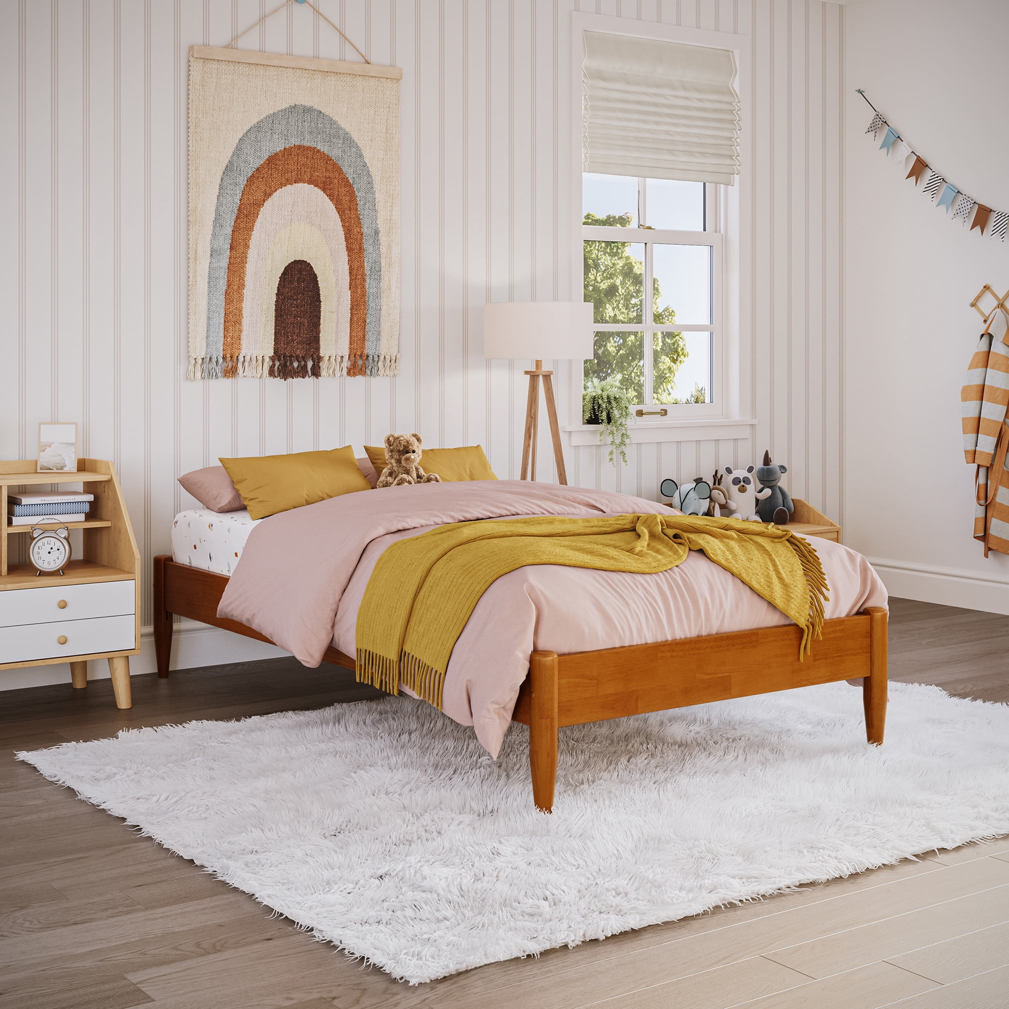 AFI Pasadena 12" Light Toffee Solid Wood Low Profile Platform Bed, Twin