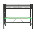 thumbnail image 5 of MODERNLUXE Twin Size Loft Bed with Desk and Shelves, Metal Gaming Bed with LED Light and USB Charging, Black, 5 of 16