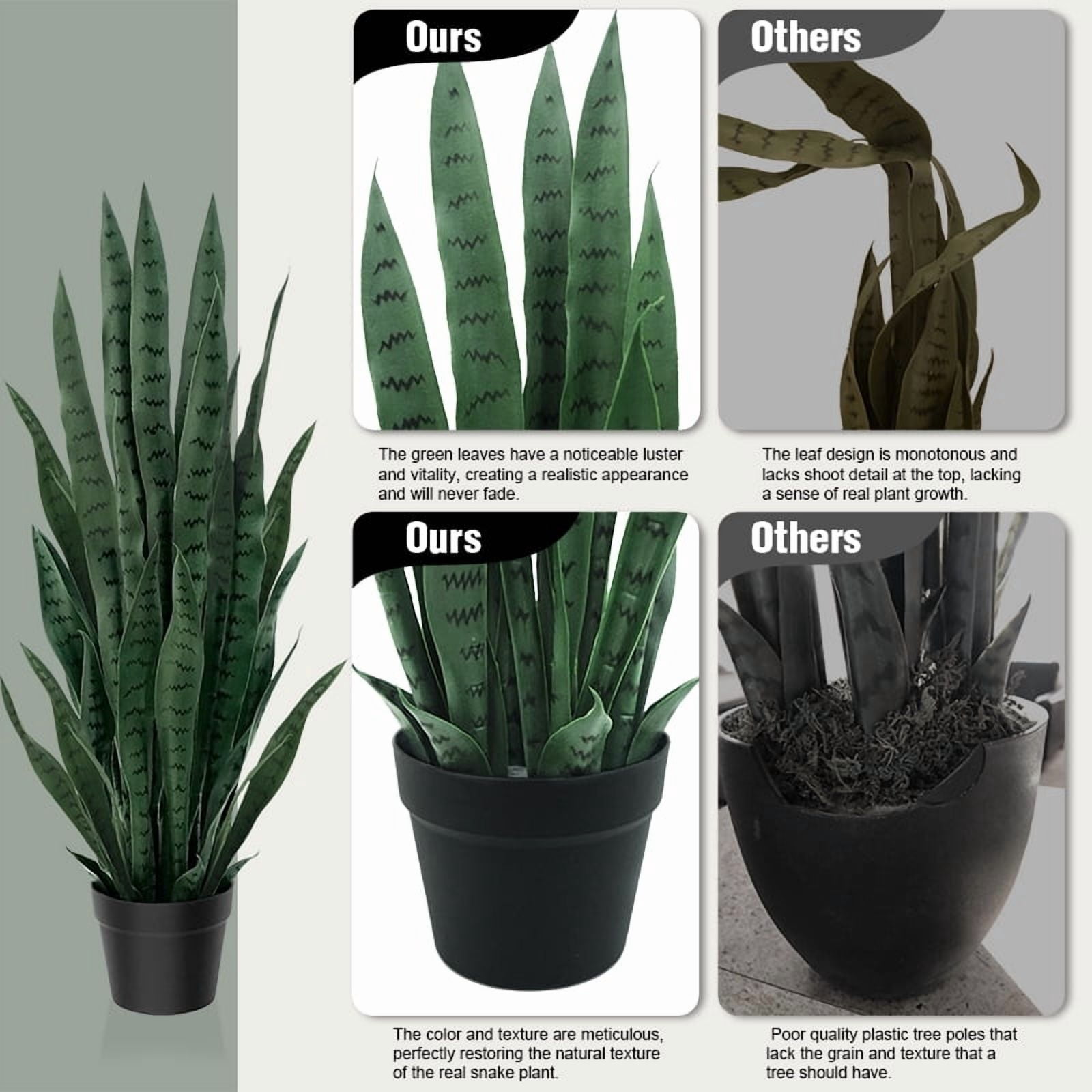 OLIVIVI Faux Snake Plants 3FT Tall Artificial Silk Agave Plant for Home Office Decor Indoor Outdoor Fake Lifelike Potted Plant with Wood Branches 2 pack