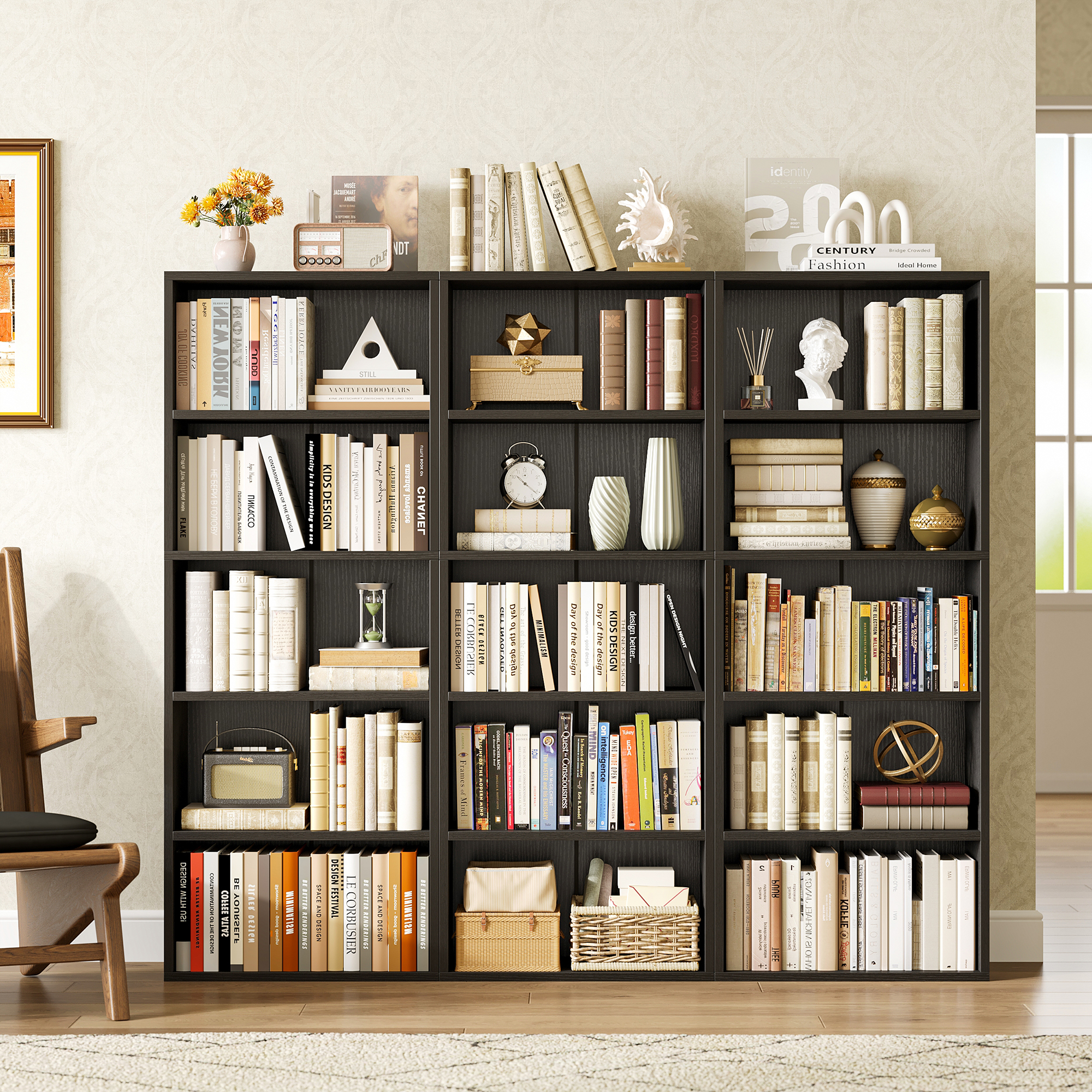Casacomoda 5-Tier Tall Bookshelf, Black photo 8