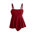 thumbnail image 5 of Diufon Womens Tankini Flared A Line Tops with Decor Trim & Briefs Summer Beach Casual Two Piece Bathing Suit, 5 of 7