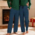 thumbnail image 2 of Ecqkame Mens Plaid Pajamas Pants Casual Loose Comfy Elastic Waist Pant Straight Lightweight Lounge Trousers with Pockets Blue S, 2 of 9