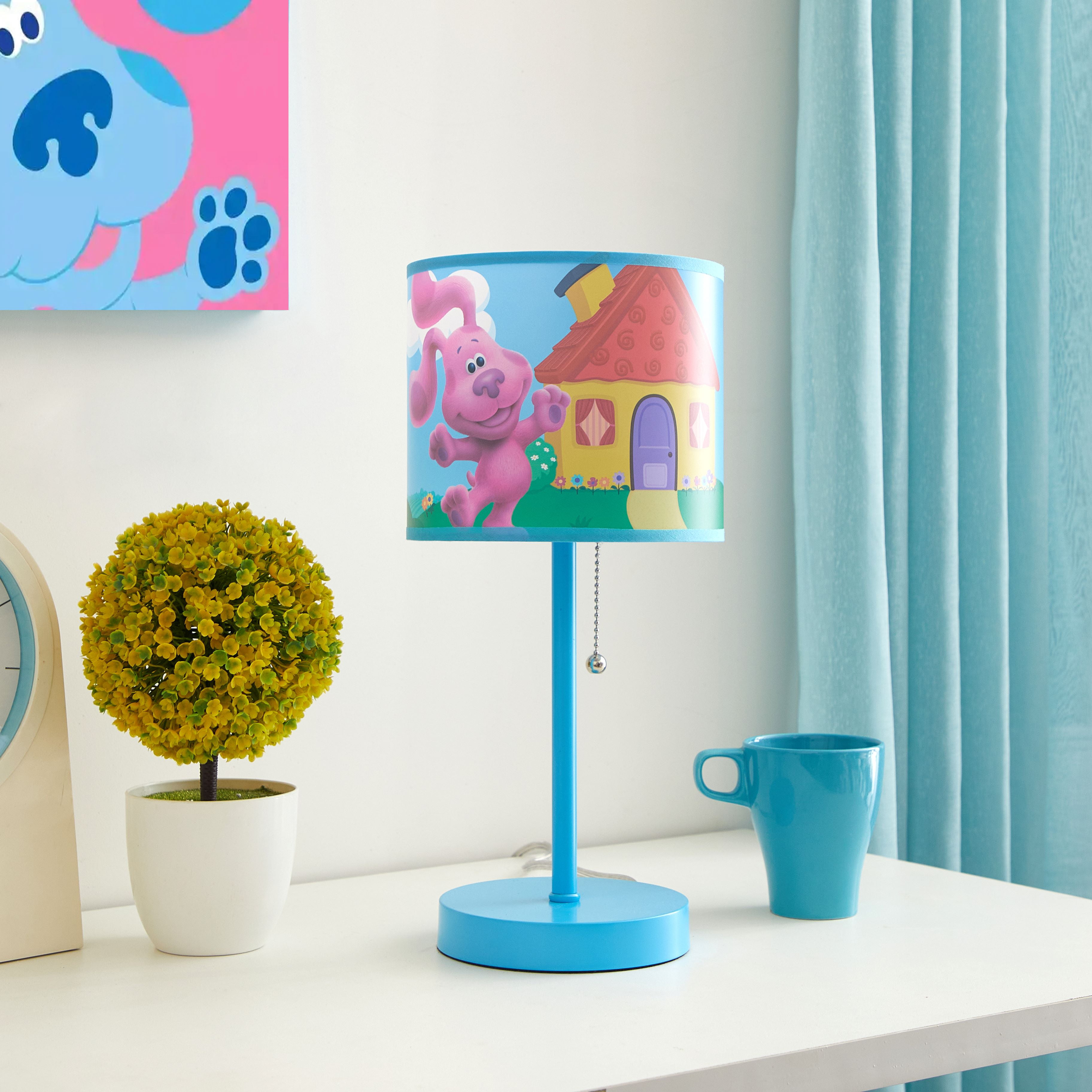 Nickelodeon Blues Metal Clues Stick Table Lamp for Children's Room Décor, Blue