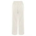 thumbnail image 6 of felwors Womens Wide Leg Pants Elastic Waist Trousers Casual Palazzo Pants with Pockets Beige, XL, 6 of 8