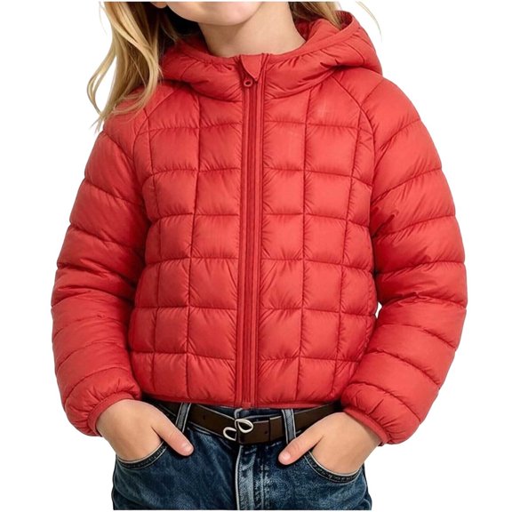 ersvoioy Girls Short Hooded Puffer Jacket Lightweight Winter Down Coat Outerwear Back to School Clothes Outdoor Activities Size 0-8 Years